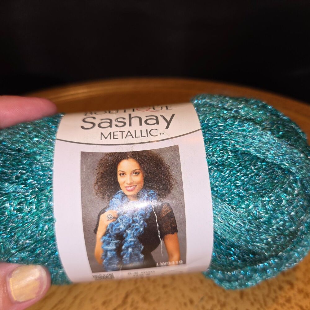 Red Heart Boutique Sashay Metallic Yarn Aquamarine Blue #9951 3.5oz 30 Yds NEW